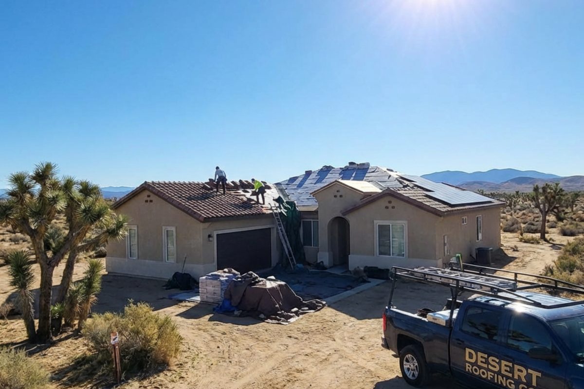 Residential roof replacement project in Antelope Valley, California