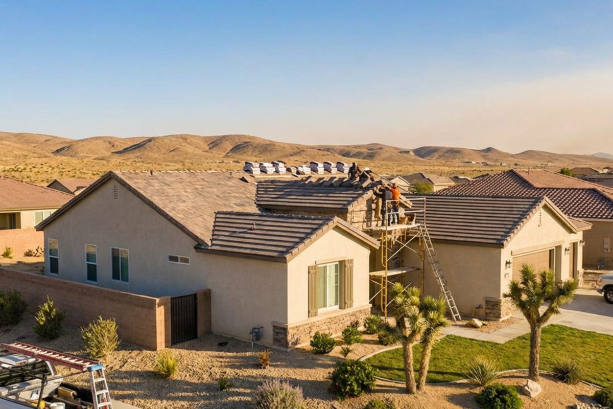 Neighborhood roofing project in Antelope Valley, California