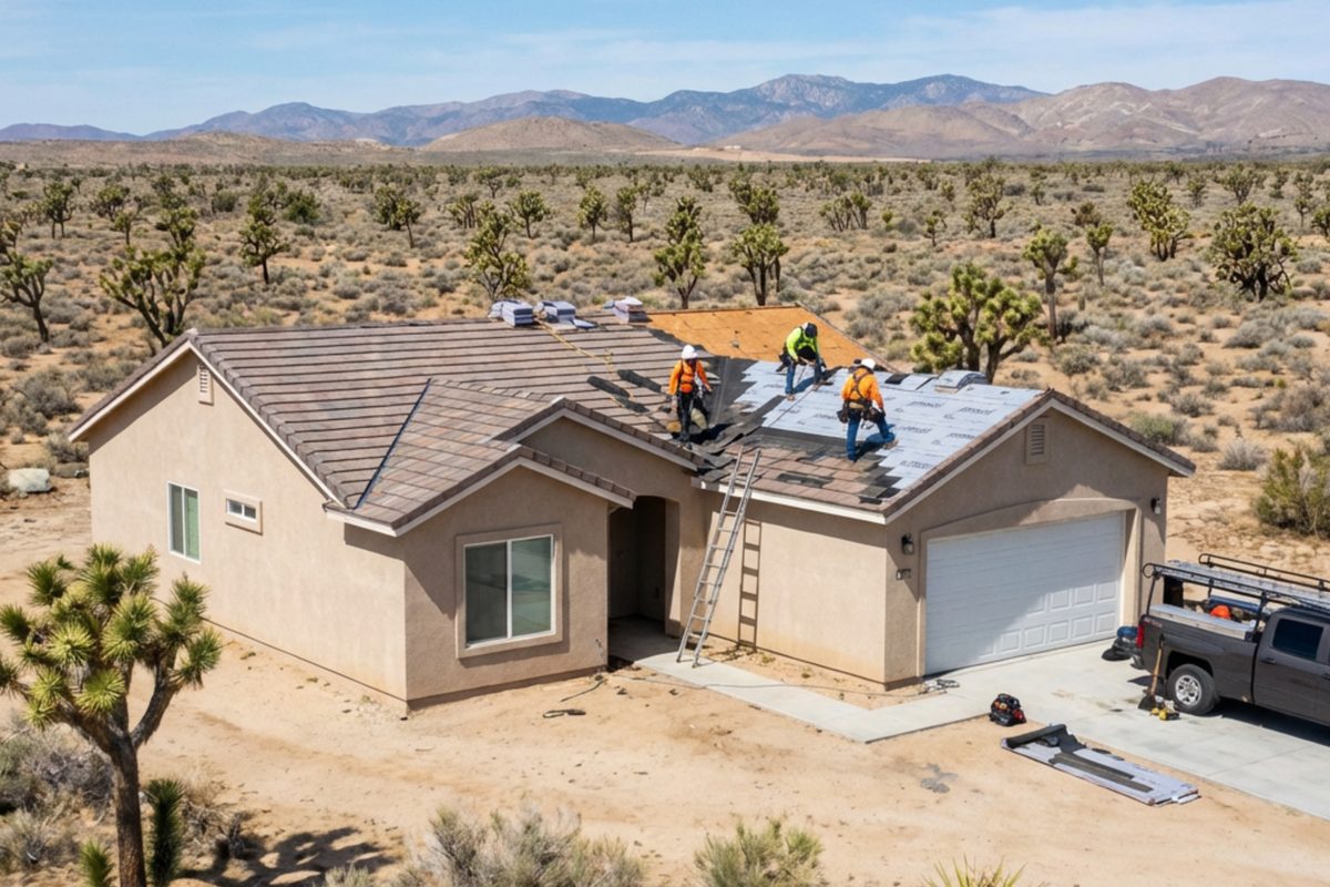 Tile roof underlayment repair on a home in Antelope Valley, California