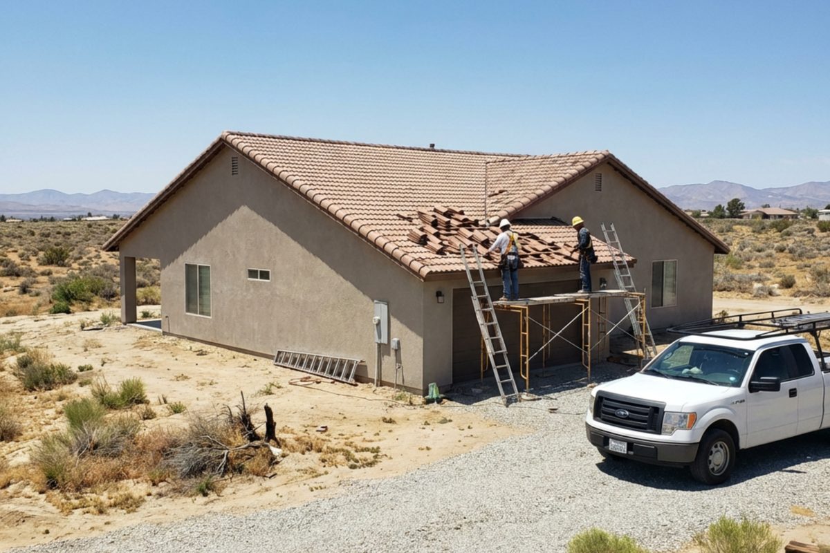 Tile roof repair project in Antelope Valley, California